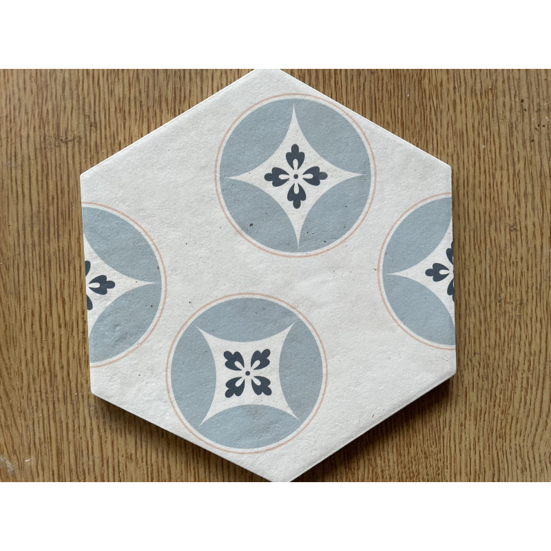 Carrelage sol - hexagone -motif bleu