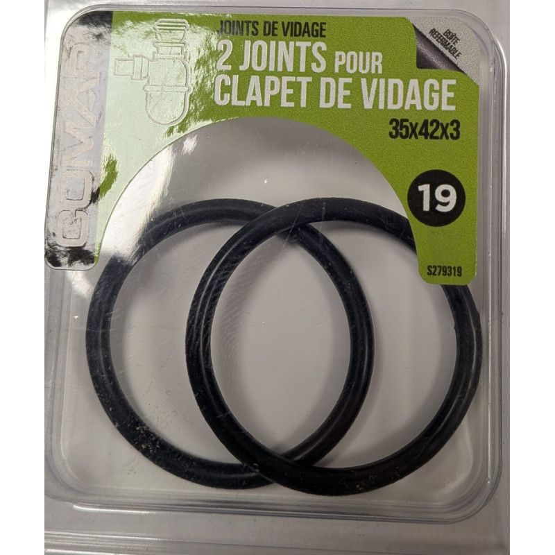 2 joints pour clapet de vidage