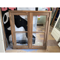 Fenêtre Bois - 2 vantaux avec encadrement - 4 vitres séparées (sans vitre et sans poignet)